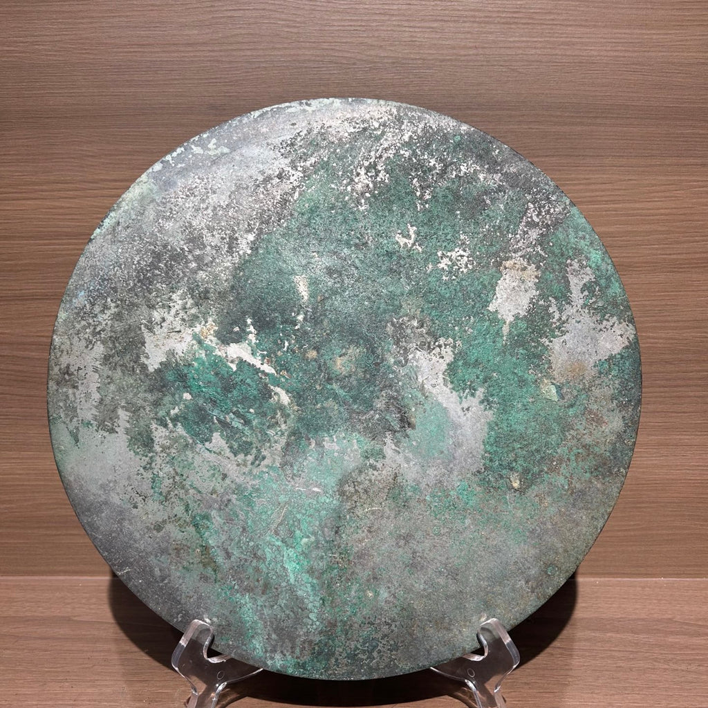 Ancient Chinese Style Bronze Sea Beast Grape Mirror Replica, Tang Dynasty Style Antique Bronze Ware Desktop Ornament
