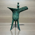 Traditional Chinese Phoenix Pattern Bronze Jue Libation Cup, Antique Replica Bronze Ware Art Collection Home Decor