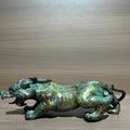 Ancient Chinese Style Gold Inlaid Bronze Mythical Beast Replica, Vintage Oriental Guardian Sculpture