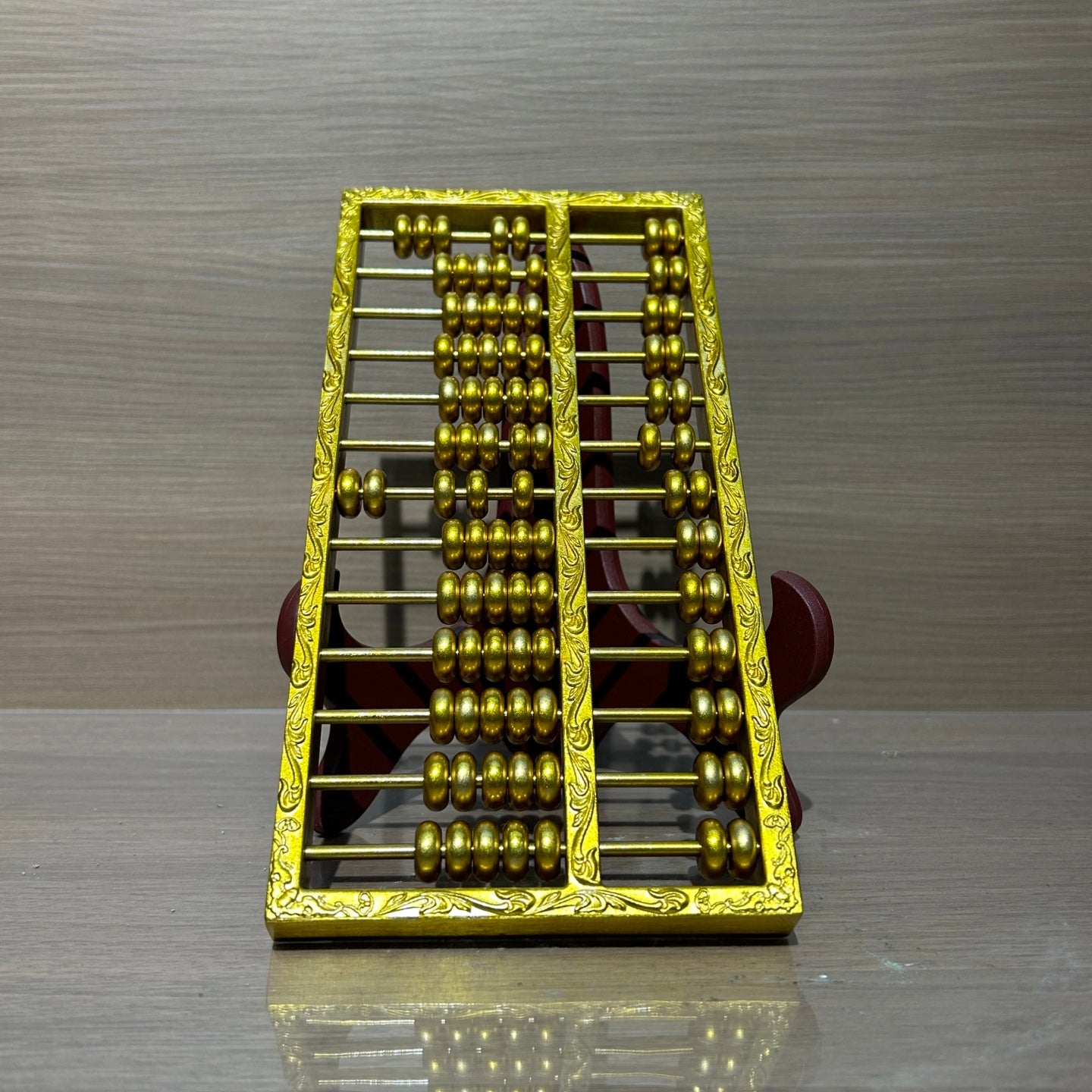 Traditional Chinese Golden Brass Abacus, Feng Shui Wealth Luck & Prosperity Statue