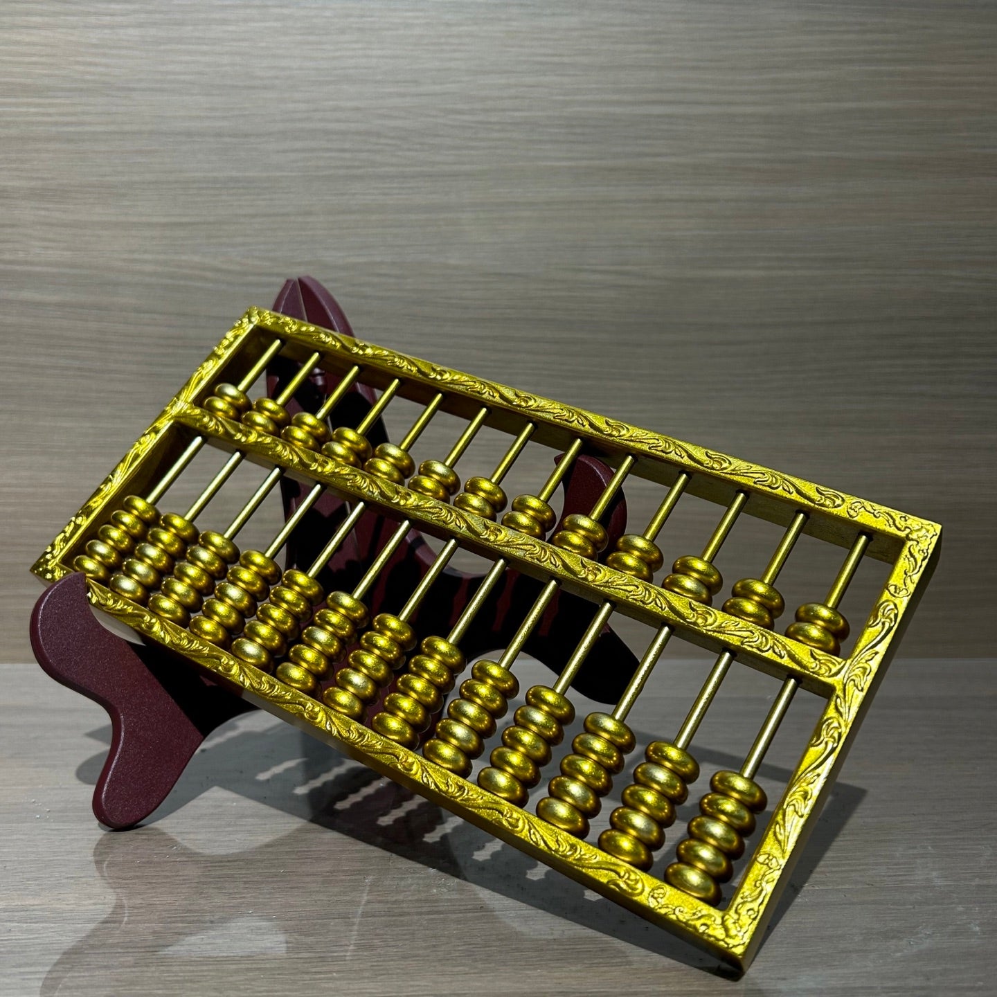 Traditional Chinese Golden Brass Abacus, Feng Shui Wealth Luck & Prosperity Statue
