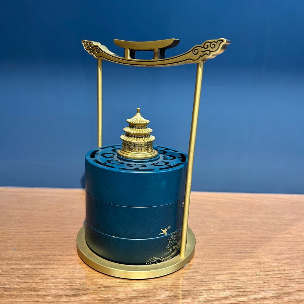 Elegant Chinese Temple Style Incense Burner, Portable Handle Design